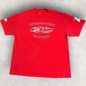 FMF Racing T-Shirt Fits Large‎ Red Short Sleeve Flying Machine Factory Flag Logo